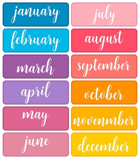 Printable Month Stickers